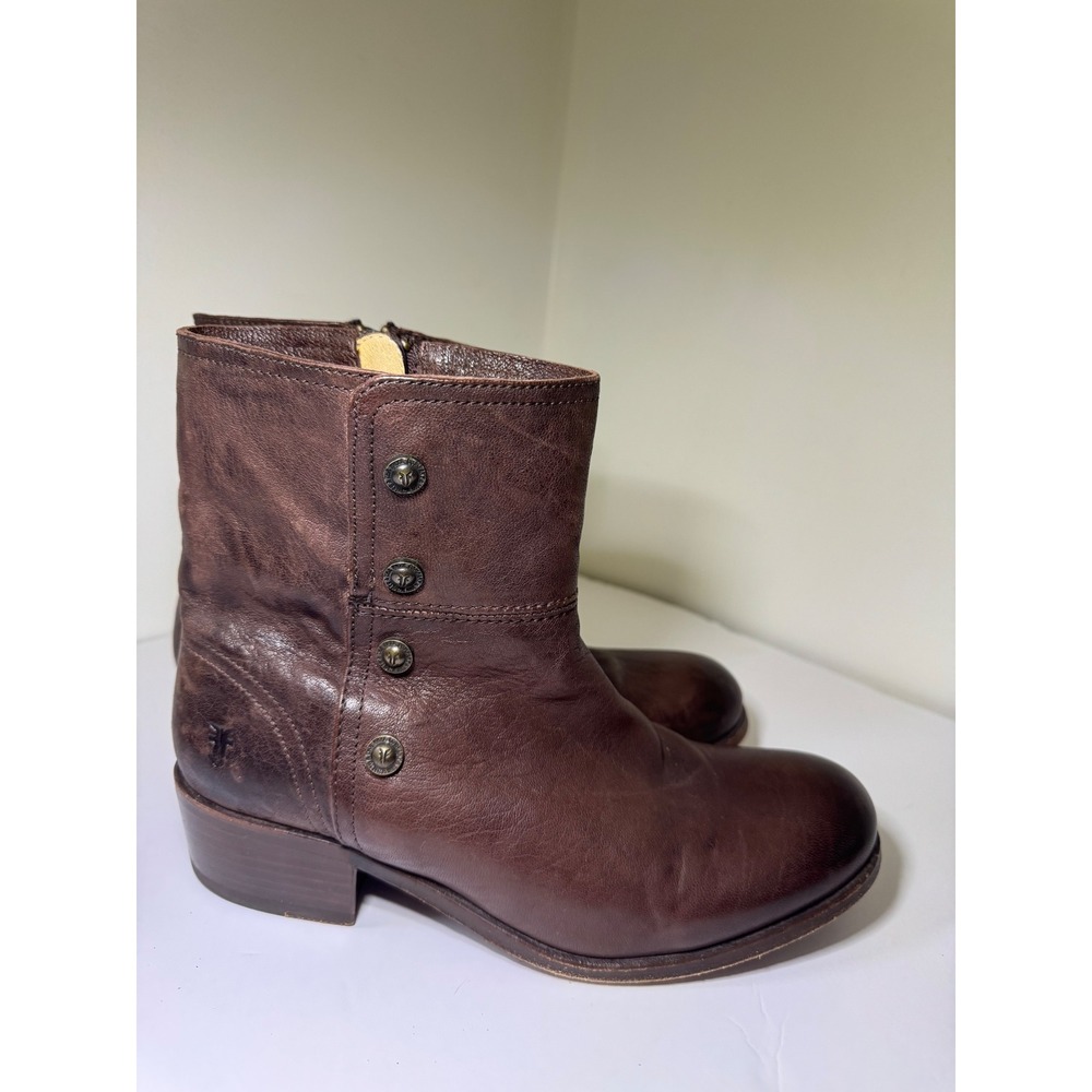 Frye Melissa Button Ahort Boots Brown Leather Ankle Whimsigoth Womens 8.5 B